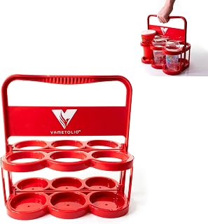 Portable Drink Carrier - Foldable Plastic Cup Holder - Reusable Drink Cup Holder with Handle - for 6 Beverage, Drinks, Delivery, Takeaway