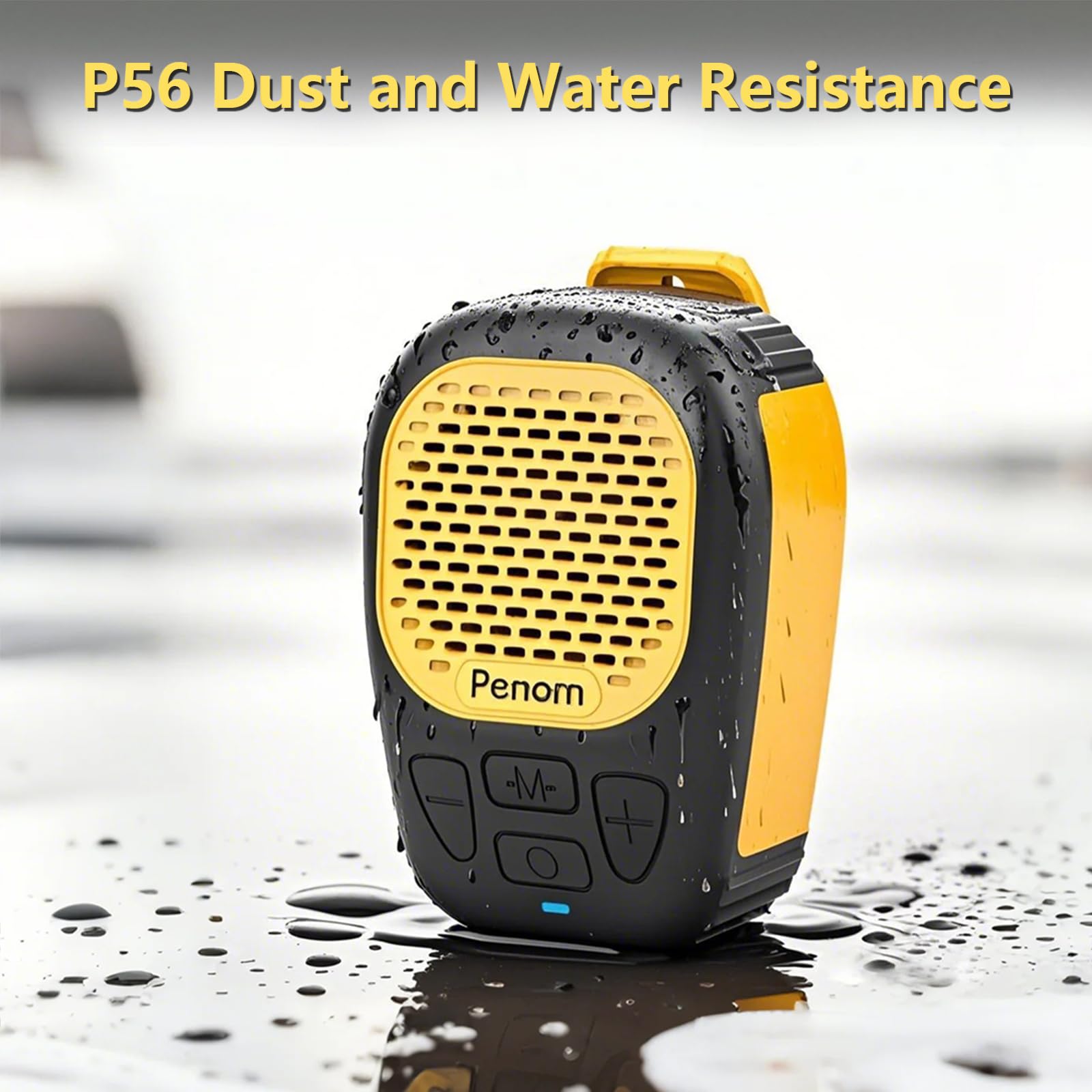Altavoz Bluetooth portátil, con clip, inalámbrico, resistente al agua, portátil, micrófono integrado para manos libres/llamadas, apto para uso en interiores y exteriores (versión actualizada amarilla)