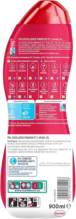 Pril Excellence Duo Gel Dishwasher Detergent 900ml 50 Washing Degreaser