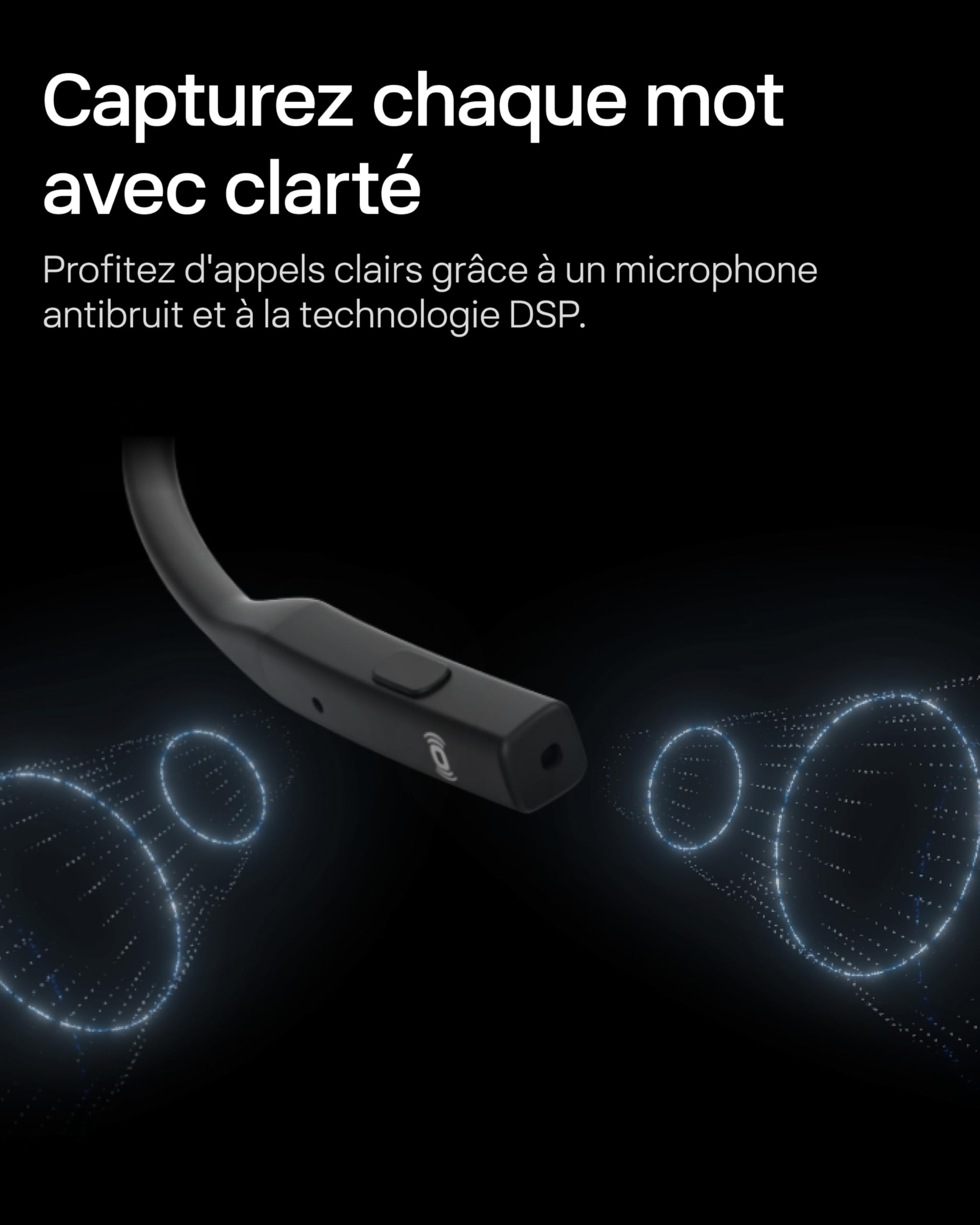 SHOKZ OpenComm2 2025 Upgrade Conduction osseuse, écouteurs Bluetooth Oreilles Libres avec Micro Anti-Bruit, écouteurs sans Fil pour Le Travail et Les appels, 16 Heures d'autonomie,Signet de, Noir