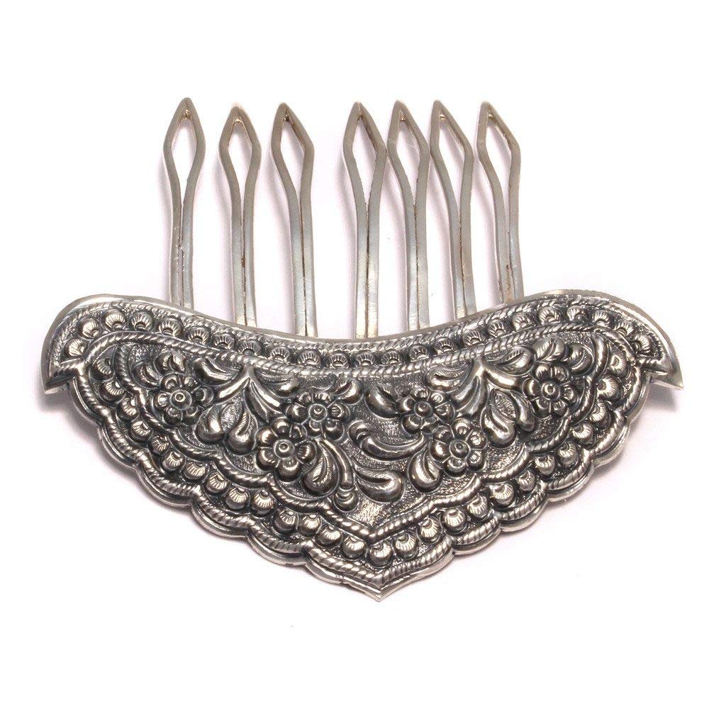 Haarkamm mit Blumenmuster aus Sterling Silber