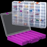 Vista 10 de Juexica Caja organizadora de cuentas de plástico de 48 rejillas grandes, caja de aparejos, contenedor organizador de compartimentos con divisores