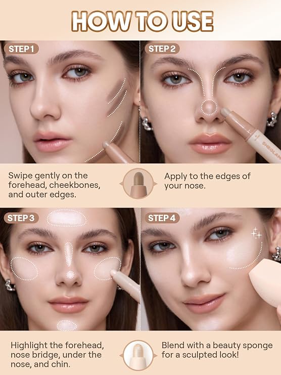 SHEGLAM 2-in-1 Contour & Highlight Stick Cream Waterproof Contour Stick-Warm Honey