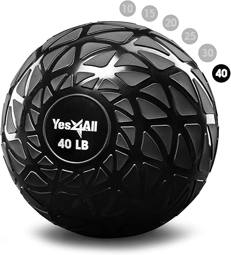 Yes4All Slam Balls, 10-40lb Weighted Ball Weight, Durable PVC Sand Filled Workout Dynamic Slam Ball for Core Strengthen Dinámico,Negro -,Azul,Bestia
