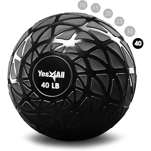 Yes4All Slam Balls, 10-40lb Weighted Ball Weight, Durable PVC Sand Filled Workout Dynamic Slam Ball for Core Strengthen