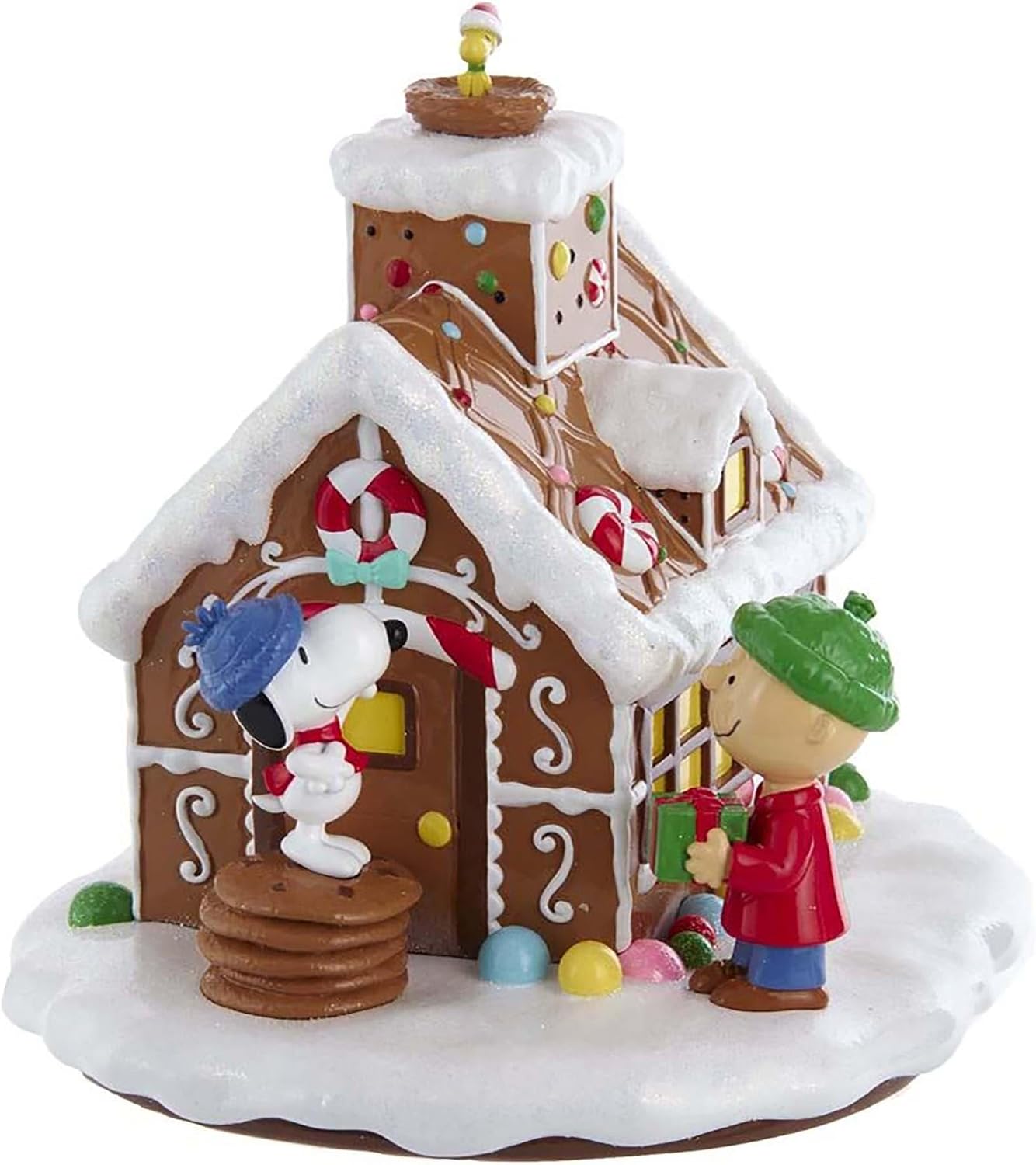 Kurt Adler Battery-Operated Peanuts LED Gingerbread House Table Piece