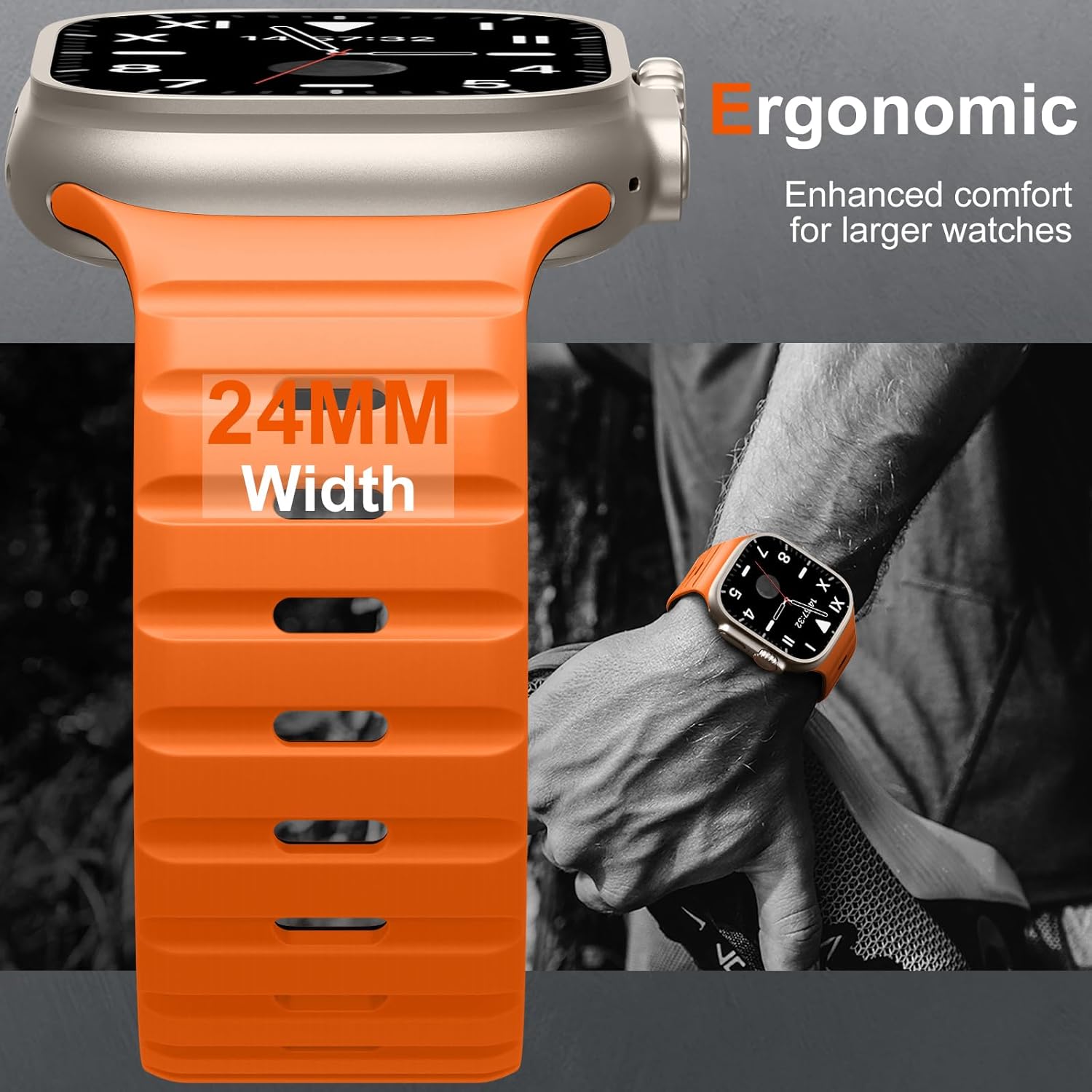 Easuny Magnetic Loop Compatible with Apple Watch Ultra 3 2 1 Bands for Men 49mm 46mm 45mm 44mm, Sport Silicone Breathable Watch Strap for iWatch Series 11 10 9 SE 8 7 6 5 4 Ultra 3/2/1 - Image 5