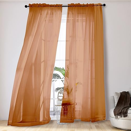 Miniatura 128 de OVZME 2 paneles de cortina traslúcidas para ventana, 96 pulgadas de largo, para dormitorio, diseño de bolsillo superior para cortinero, tratamiento