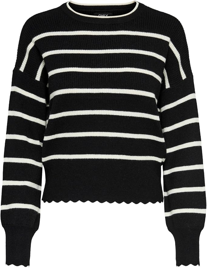 Only Onlibi LS Stripe O-Neck CC Knt Suéter Mujer (Pack de 1)