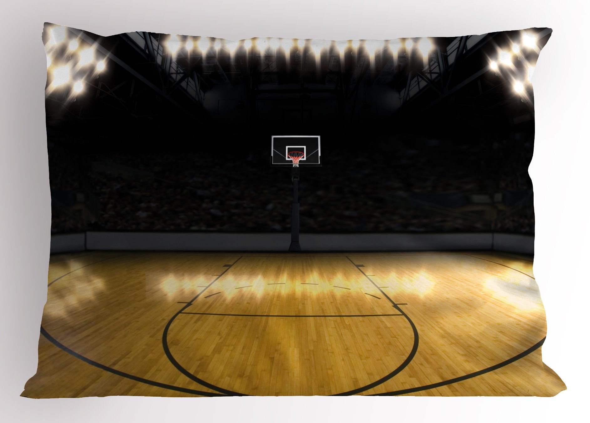 Ambesonne Teen Room Pillow Sham, Empty Basketball Arena Competition Game Winner Champion Success Theme, Decorative Standard Queen Size Printed Pillowcase, 30