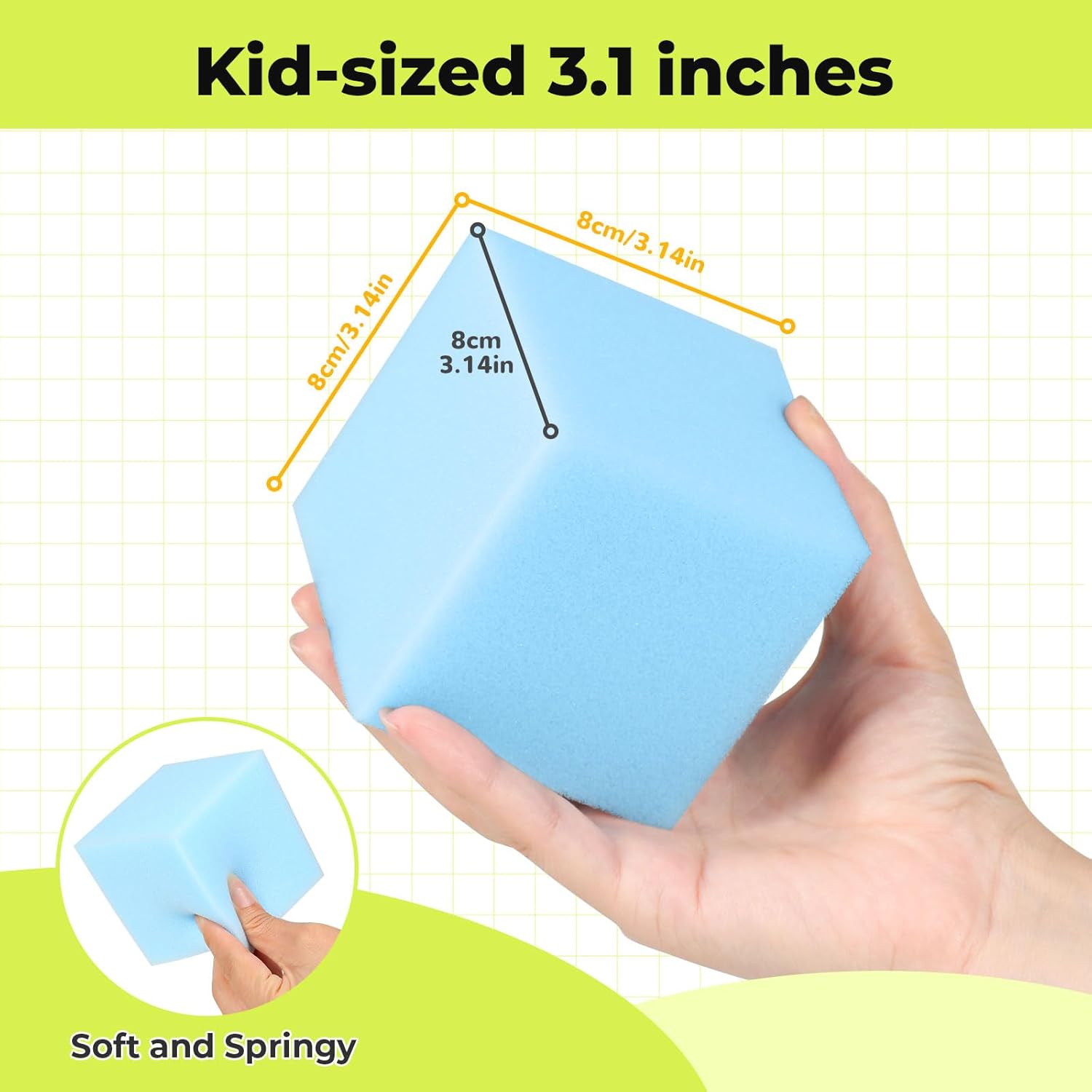 Foam Cube, 100 PCS of 3.15 x 3.15 x 3.15 Inch Soft Blocks, Gymnastics, Rock Climbing, Trampoline and Other Sports Cushion Pads, Indoor Park Foam Pit Filler - Four Colors（Blue/Green/Grey/Pink）