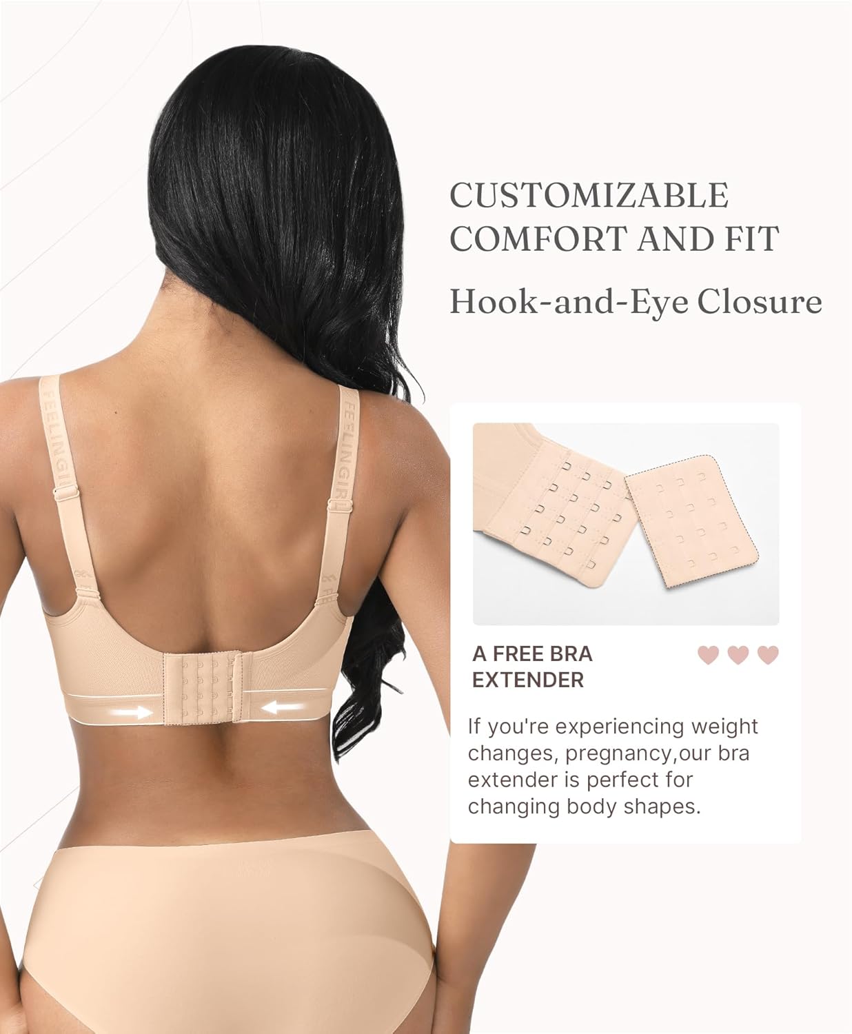 FeelinGirl Full Coverage Bras for Women No Underwire Push Up Seamless Everyday Bra Suitable for Large Bust Up to G Cup - Image 5