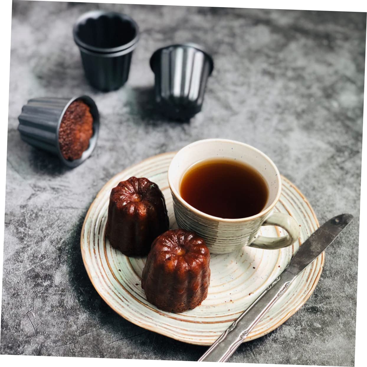 Zerodeko 8pièces Moules à Cannelés Carboné Antiadhésif Pour Gâteaux Et Puddings Outils De Pâtisserie Réutilisables Pour Desserts Savoureux