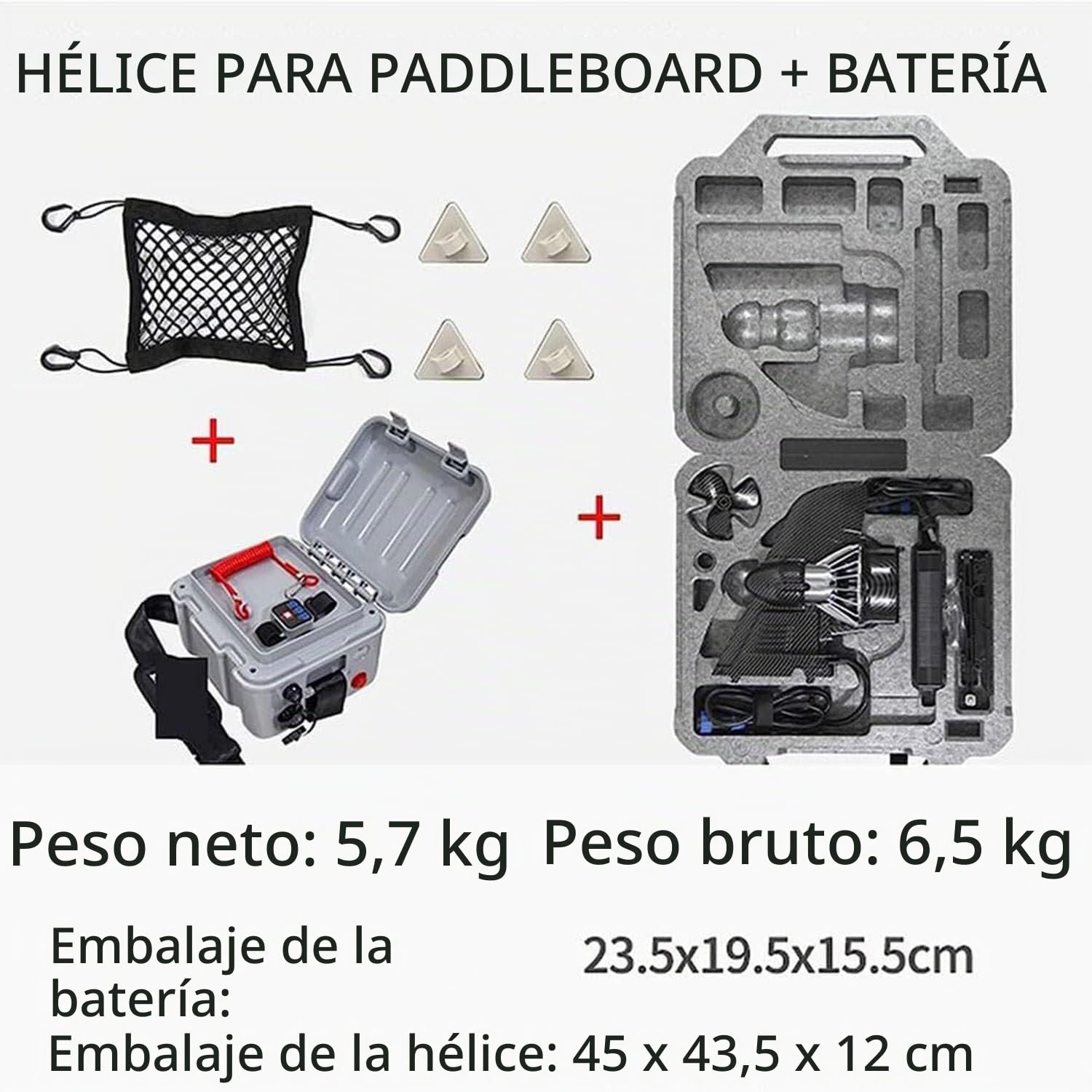 Tabla de surf con aleta motorizada eléctrica, tabla de surf eléctrica con propulsor de 24V, duración máxima de la batería 20 km, velocidad 3-6 km/h, para tabla de remo de barco de pesca de kayak