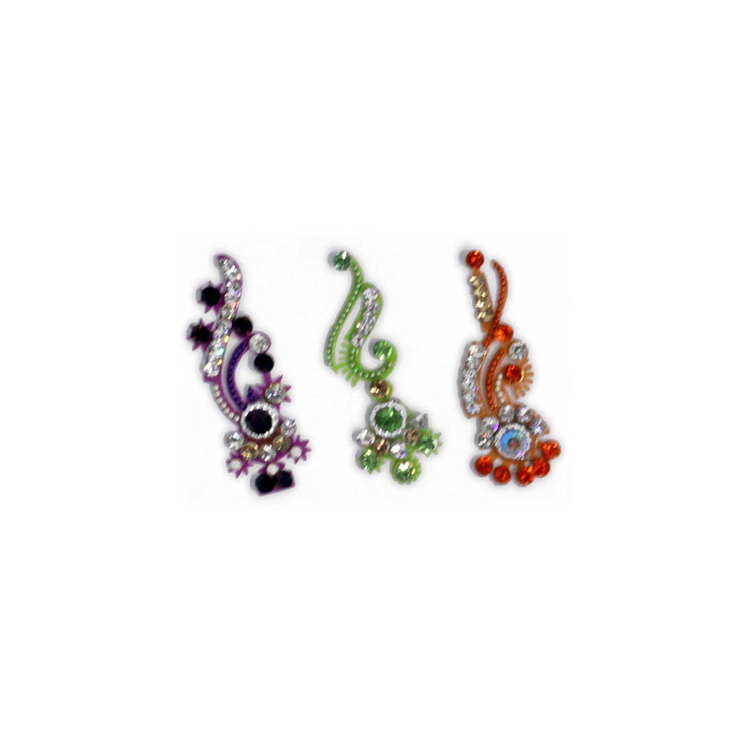 Bollywood Designer Bindis Premium Crystal Jewels Metallic Bindi Stickers Tattoos Forehead Tika Long