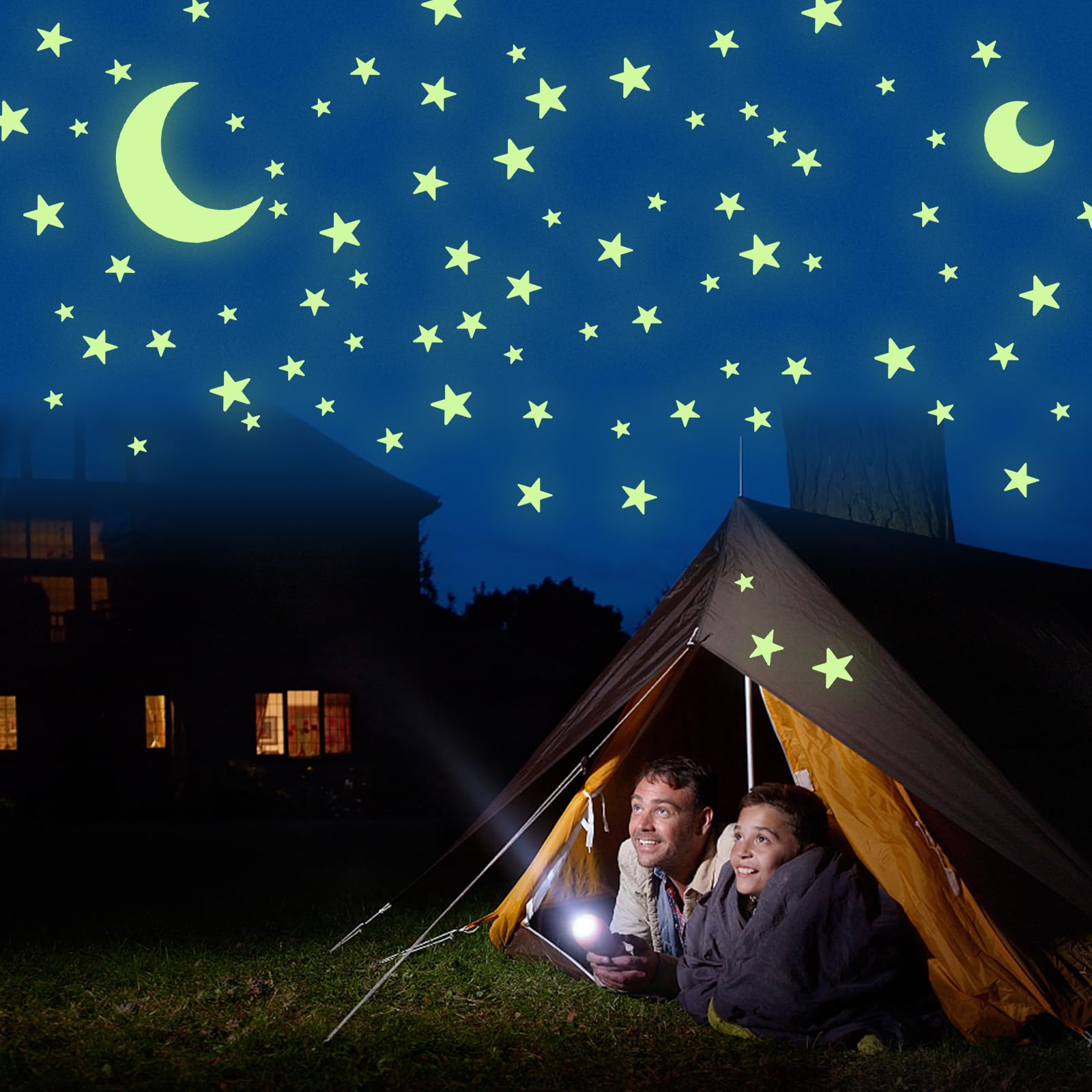 Leuchtende Sterne, 318 Stück, selbstklebend, phosphoreszierend, Sterne, selbstklebend, für Kinder, Wandsticker für Kinder, fluoreszierende Sterne, für Decke, Dekoration Baby