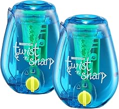Bostitch Office Twist-n-Sharp Pencil Sharpener, for Kids & Colored Pencils, Assorted Colors (PS1-BLUE-2PK)