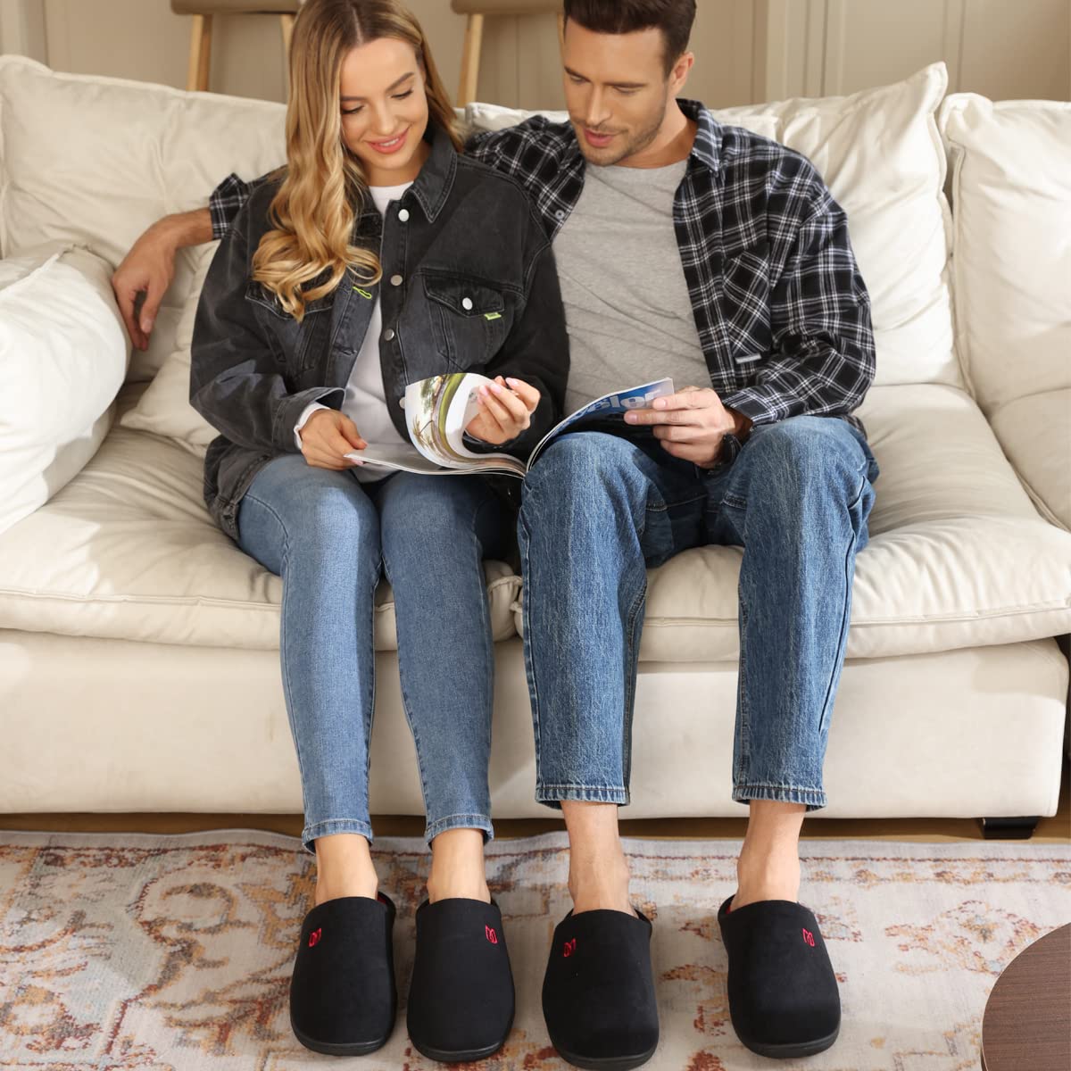 WateLves Pantofole Uomo Unisex Donna Antiscivolo Scarpe Inverno Peluche Morbido Ciabatte in Memory Foam