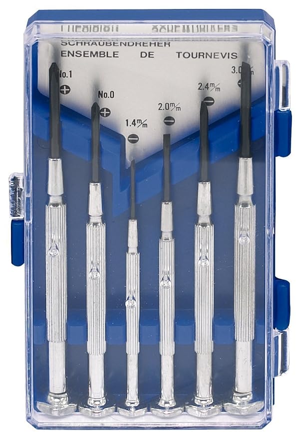 DIY Crafts DNo#2, Multi Kit, Precision Screwdriver Set (SET OF 6 WITH CASE) Flathead & Philips in 6 Different Sizes - Perfect Mini Screwdriver Bits for Jewelry Repair, Watch Repai(DNo#2, Multi Kit)
