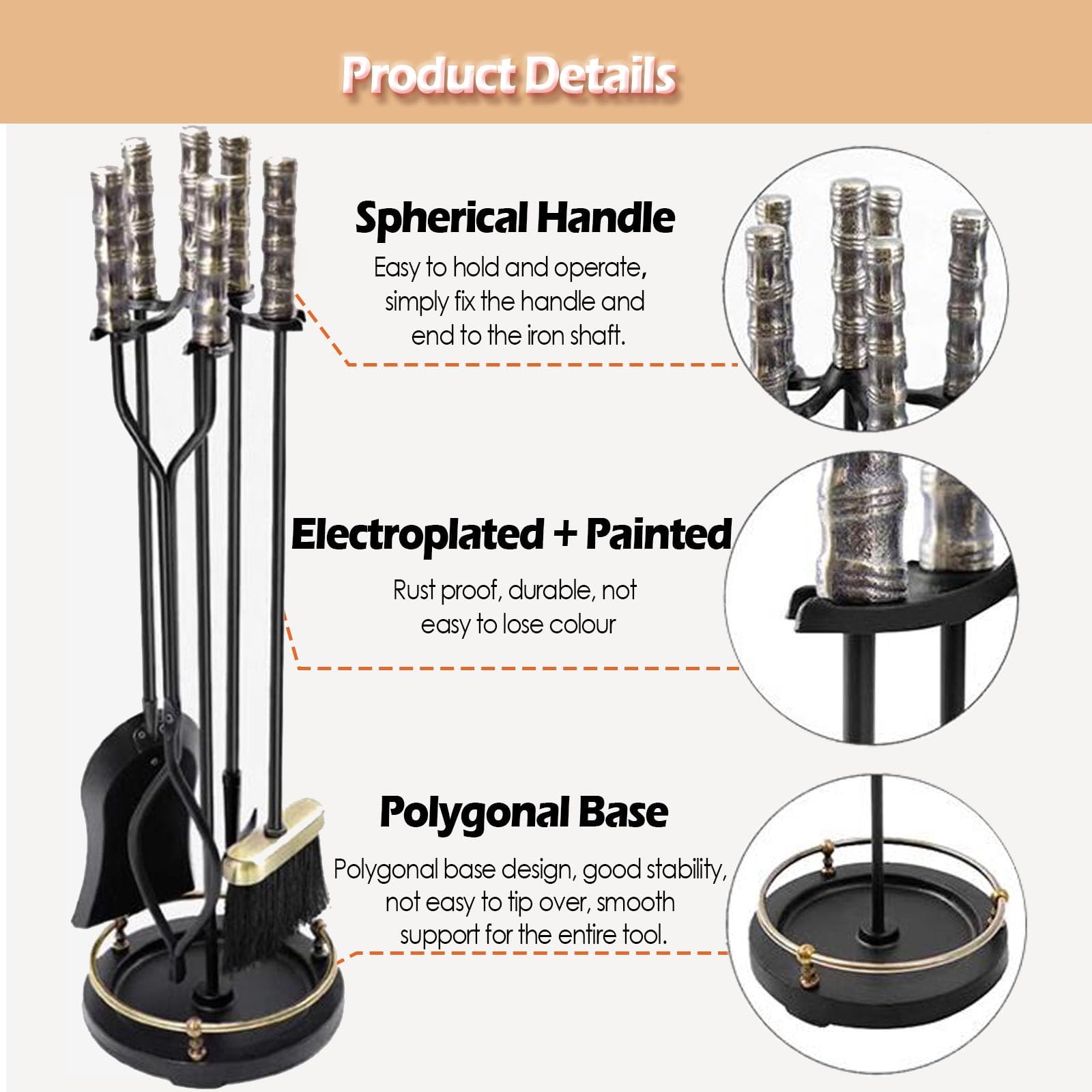 Amazon.co.jp: 暖炉ツール 鉄製暖炉ツールセット（ホルダー付