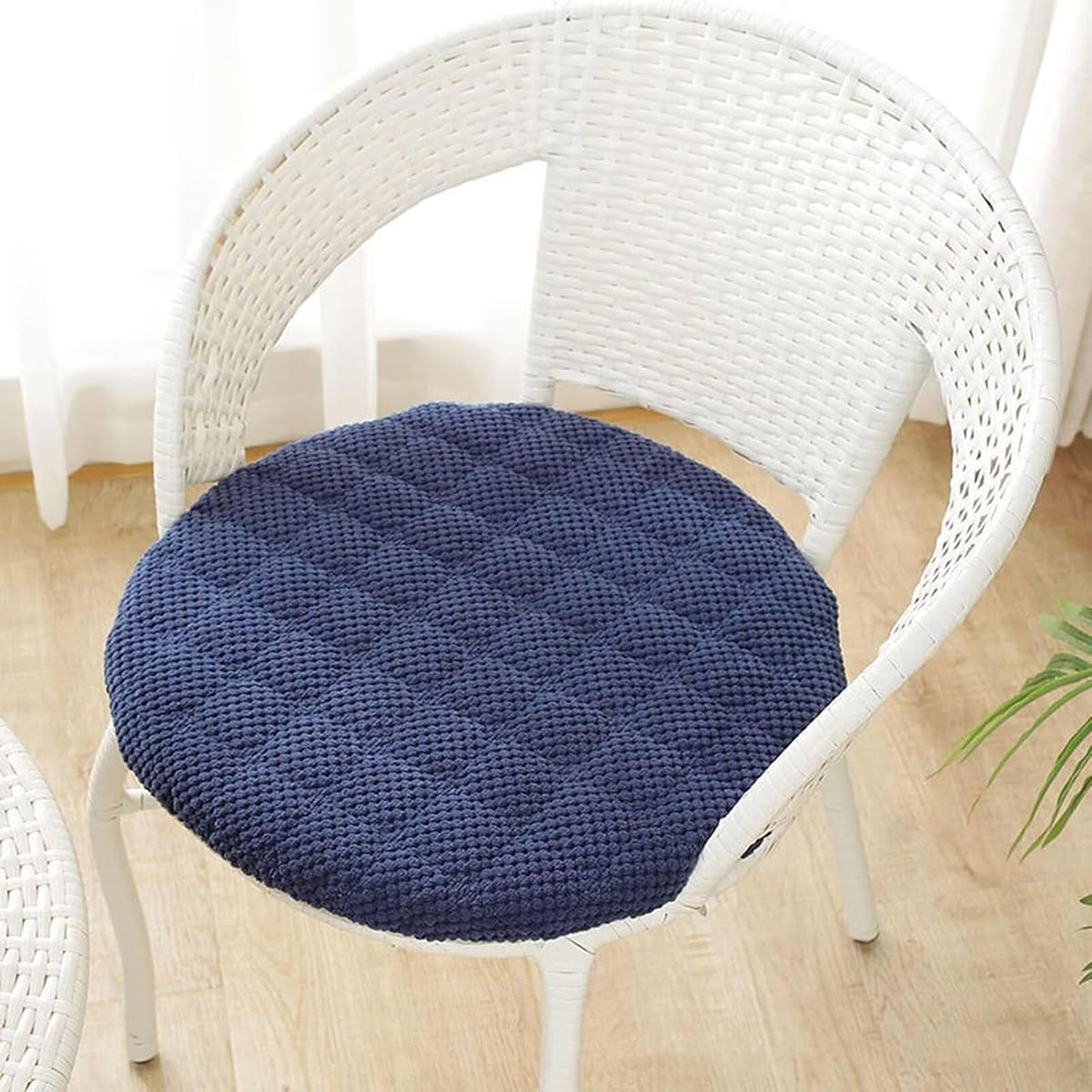 Round Chair Cushion Soft Seat Cushion with Zipper, Washable, Non -Slip Seat Pads Support Floor Pillow for Outdoor Indoor Kitchen Room Garden(Dark blue,45cm)