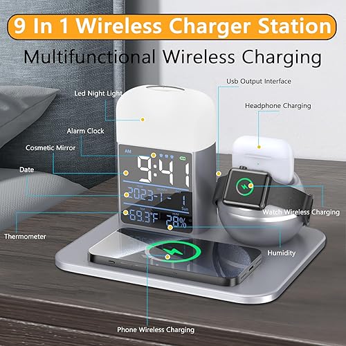 Miniatura 2 de Estación de carga inalámbrica 9 en 1 de carga rápida para iPhone1514131211ProMaxSamsung Galaxy, para Apple WatchAirPods Pro Magsafe estación de