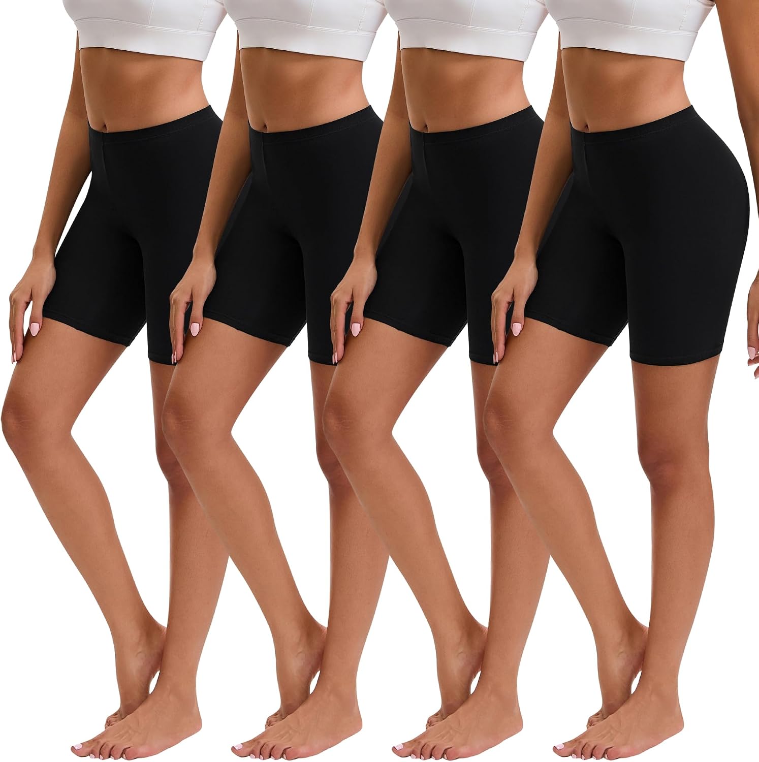 INNERSY Women's Shorts for Under Dresses Cotton Boyshort Underwear High Waisted Anti Chafing Boxer Shorts 4 Pack