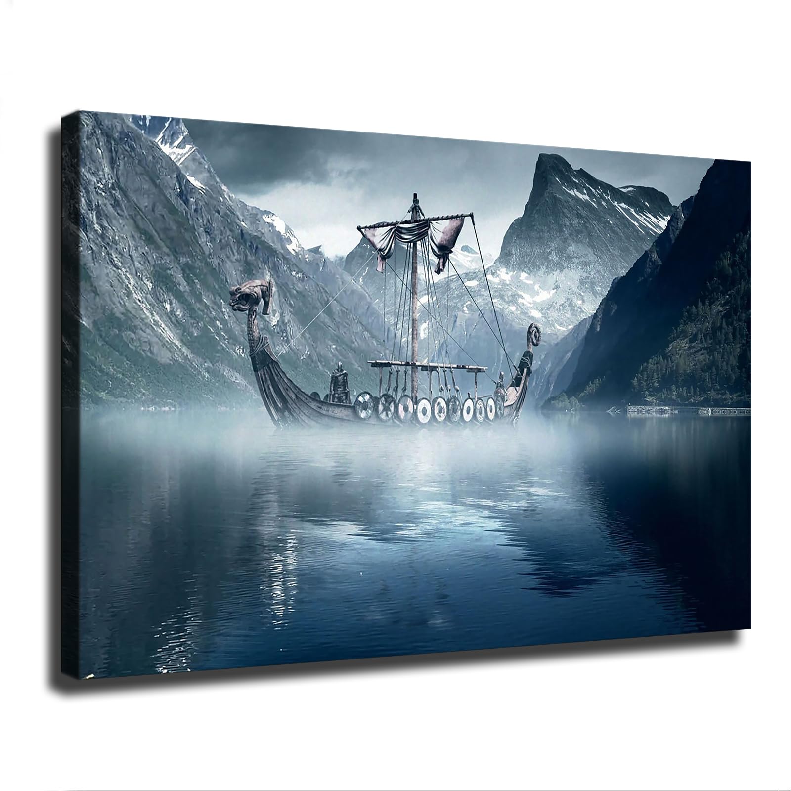 Viking Warship Posters Modern Aesthetic Canvas Wall Art Home Interior HD Decorative Painting Holiday Gift (08×12inch-Unframed)