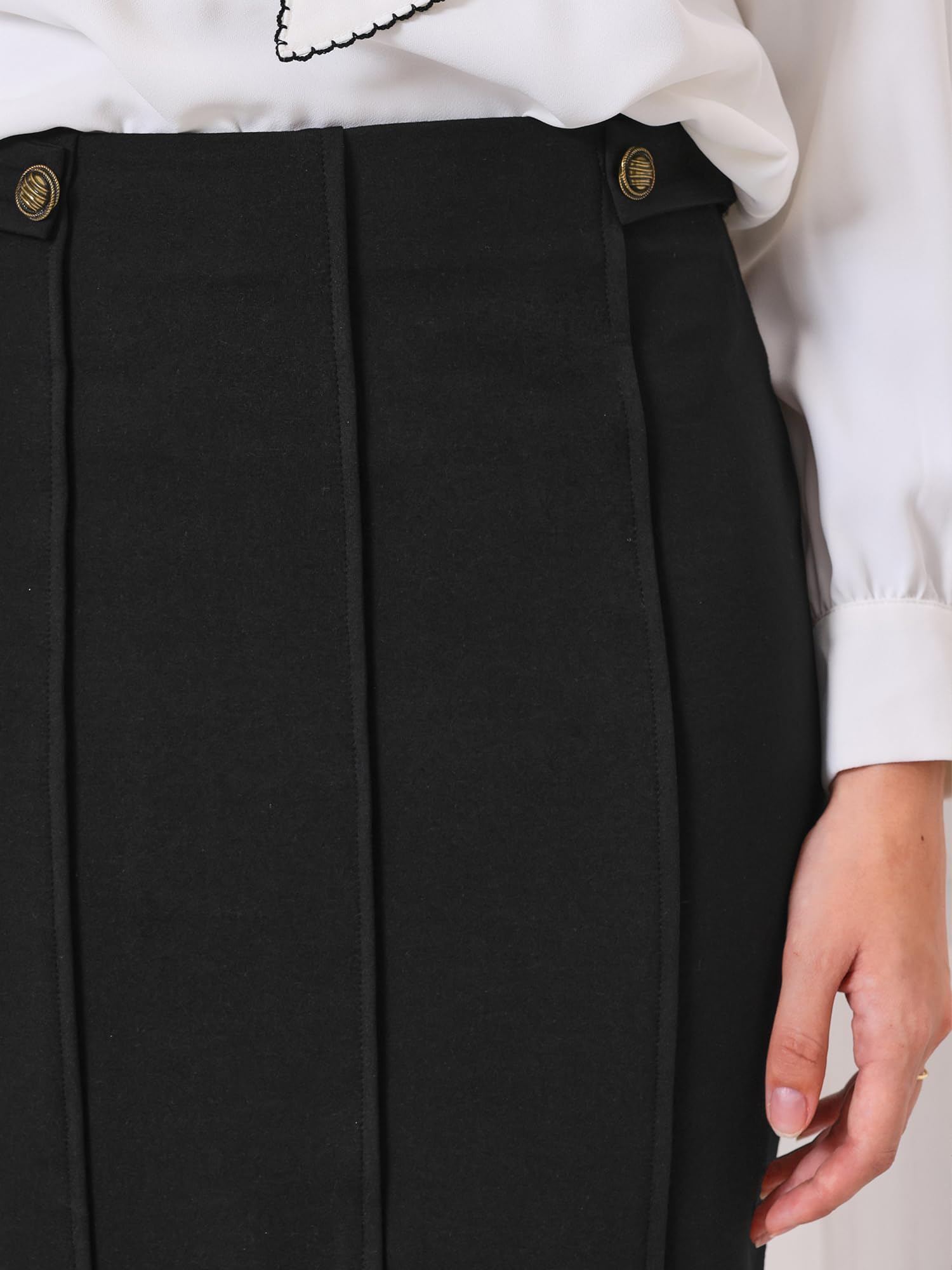 Hobemty Falda Lápiz de Mujer de Cintura Alta Plisada Frente Trabajo Oficina Faldas Bodycon