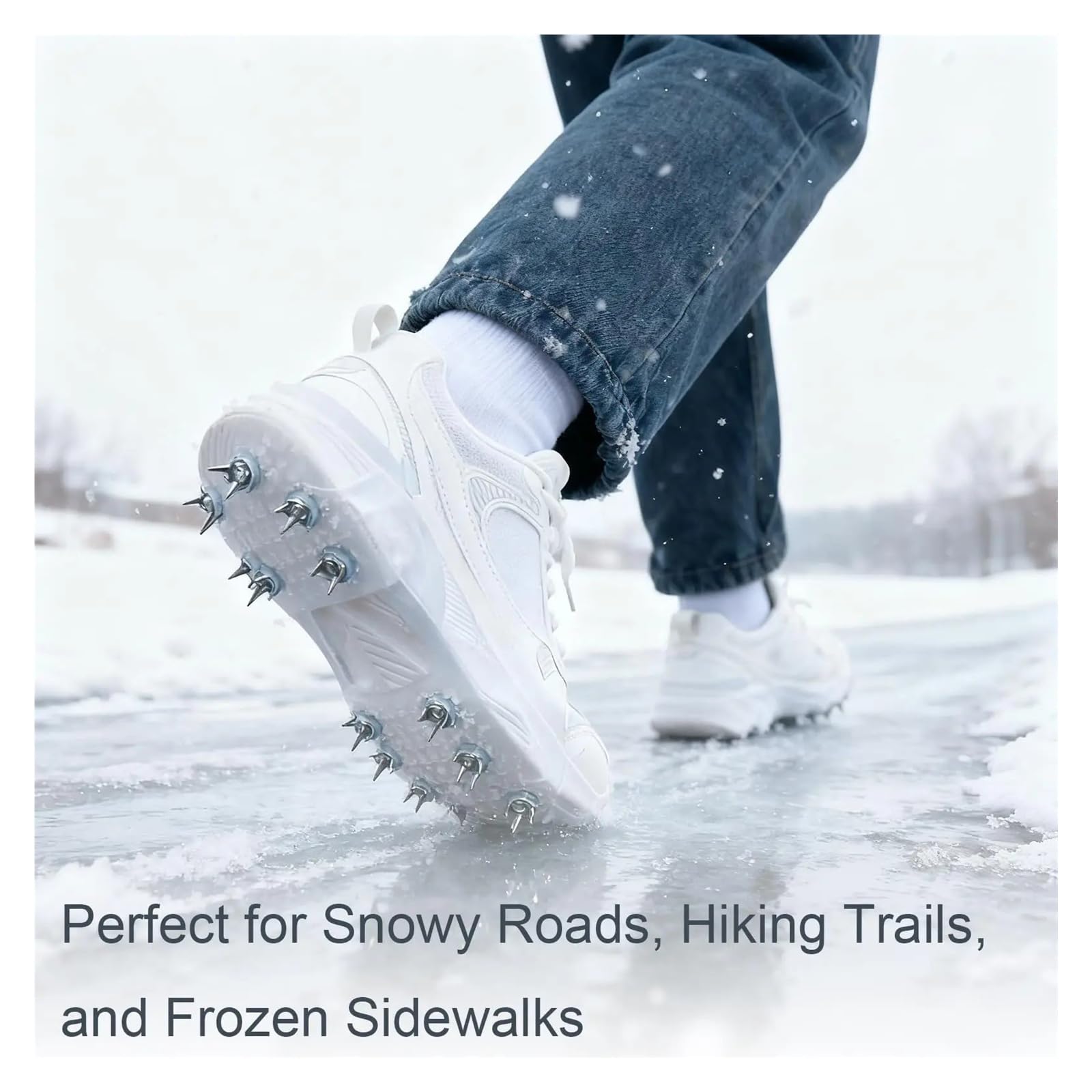 1 Paar Anti-Rutsch-Schuh-Schneegriffe, Stollen for EIS, Schneeschuhe, Greifer mit 10 Stahlnieten, Steigeisen, Spike-Eisstollen, Traktionsgriff