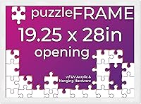 Vista 13 de Poster Palooza Kit de marco para rompecabezas de 21.25 x 15 pulgadas, incluye hojas de pegamento para rompecabezas, marco de madera blanca