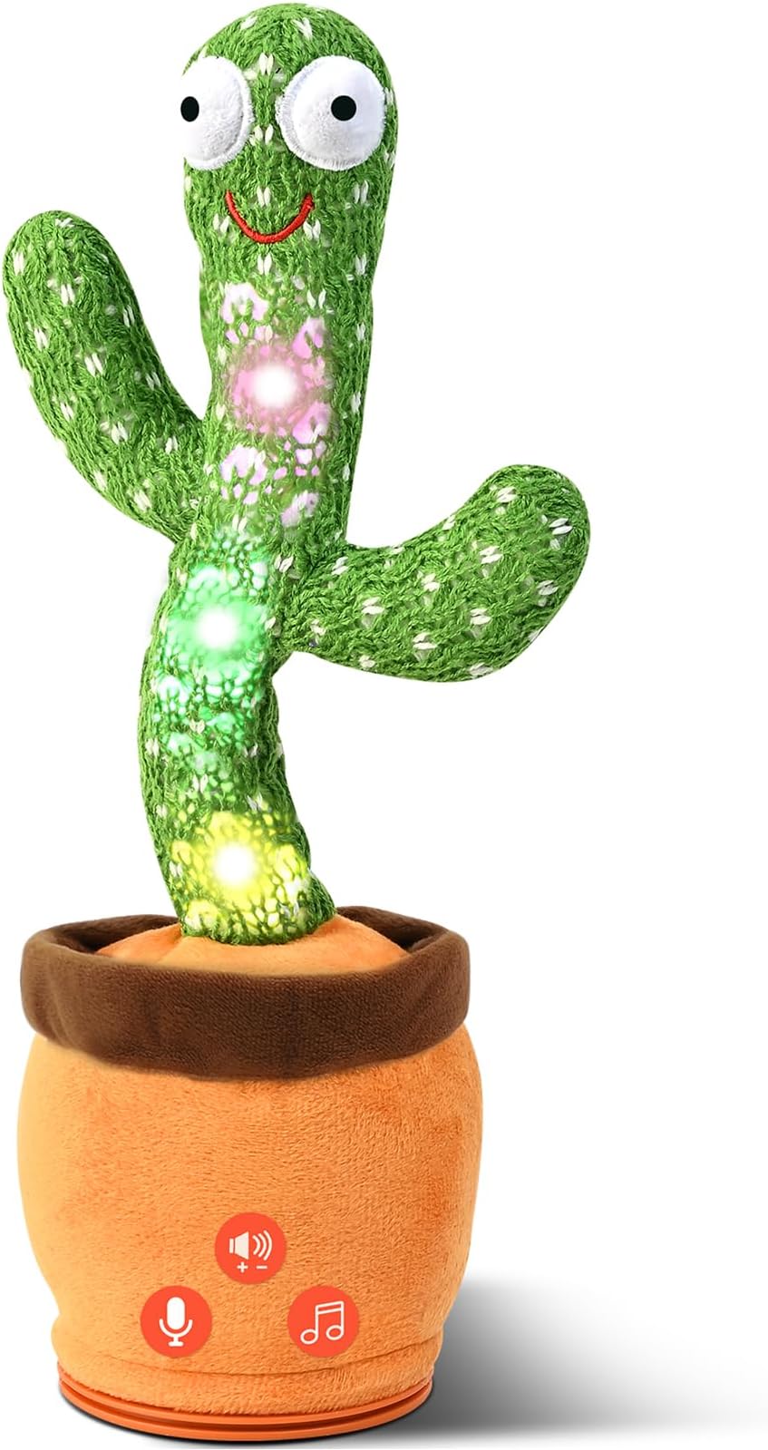 SANJOIN Rechargeable Dancing Talking Cactus Toy for Kids 18 Months+ | Repeats What You Say, Singing, Recording & Dancing, Adjustable Volume, Interactive Toy, Gifts for 1.5+ Year Old