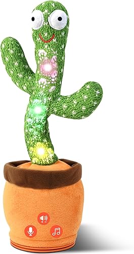 Juguete de Cactus para Bebé que Habla, Baila y Canta con Volumen Ajustable, para Niña de 1 Año, Juguetes Infantiles para 0-6, 6-12 Meses, Rellenos
