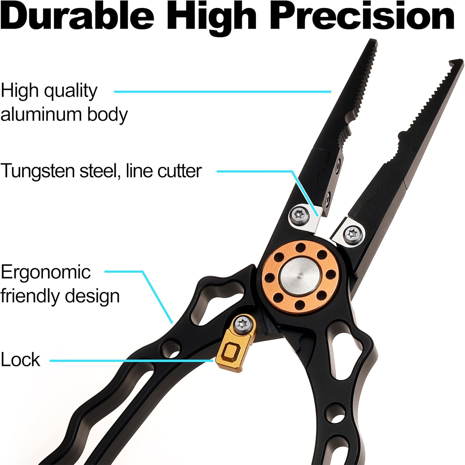 7.5 Inch Fishing Pliers and Gripper, Cuts Braided and Fluorocarbon Lines, Hook Remover, Split Ring Multifunctional Fishing Pliers for Ocean Fishing, Fly Fishing, Ice Fishing Tool, Gift for Fishermen