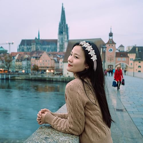 Miniatura 6 de Totelux Diadema de estrellas plateadas, lentejuelas con purpurina, accesorios para el cabello para mujeres y niñas, cumpleaños, bodas, fiestas,