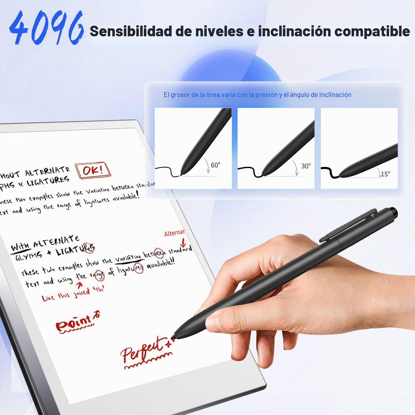 TiMOVO Lápiz óptico EMR Compatible con Remarkable 2 con Borrador, Lápiz de EMR con 4096 Sensibilidad Inclinación Rechazo de Palma para Remarkable 1&2/Galaxy/Boox/Scribe Tablet Dispositivos EMR