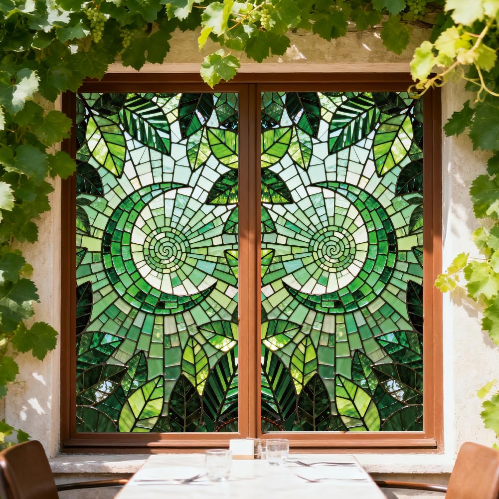 ANATTASOUL Spring Static Window Stickers Large Moon and Leaves Reusable Window Clings for Glass Windows, 47.24" x 11.8" Removable Double Sided Window Decals for Room Office Home Kitchen Decoration