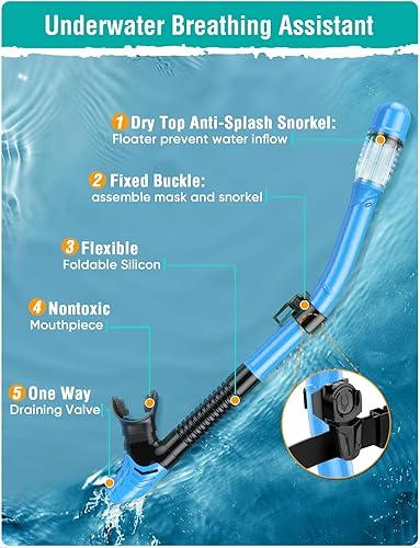 Miniatura 4 de Seovediary Set de esnórquel para adultos, equipo de esnórquel con máscara de natación panorámica antiempañamiento, tubo de esnórquel con parte