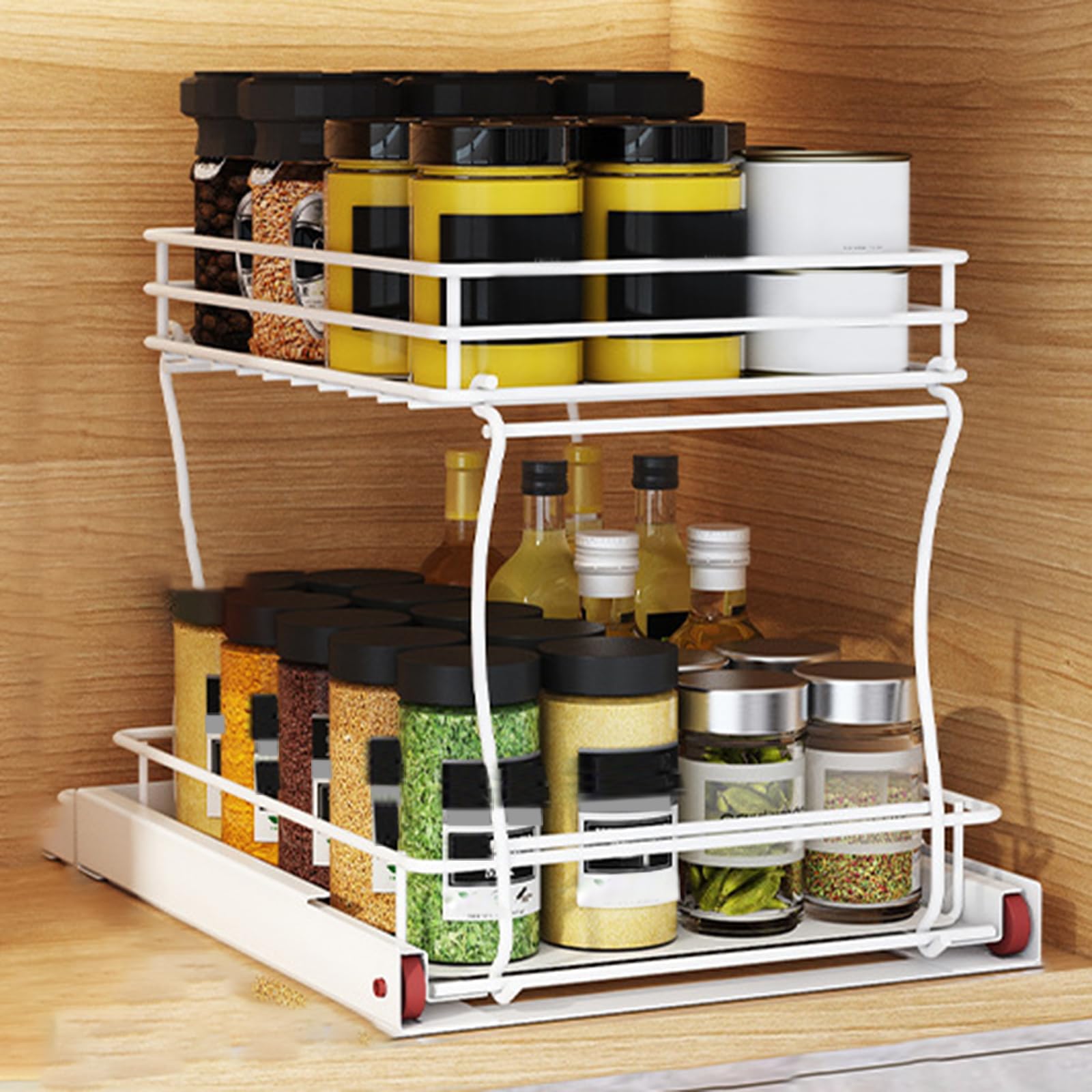 Under Sink Rack,Under Sink Organiser Kitchen Storage,With Sliding Basket Drawers,Not Easy To Damage,Simple And Stylish,Suitable For Bathroom Countertops And Laundry Rooms