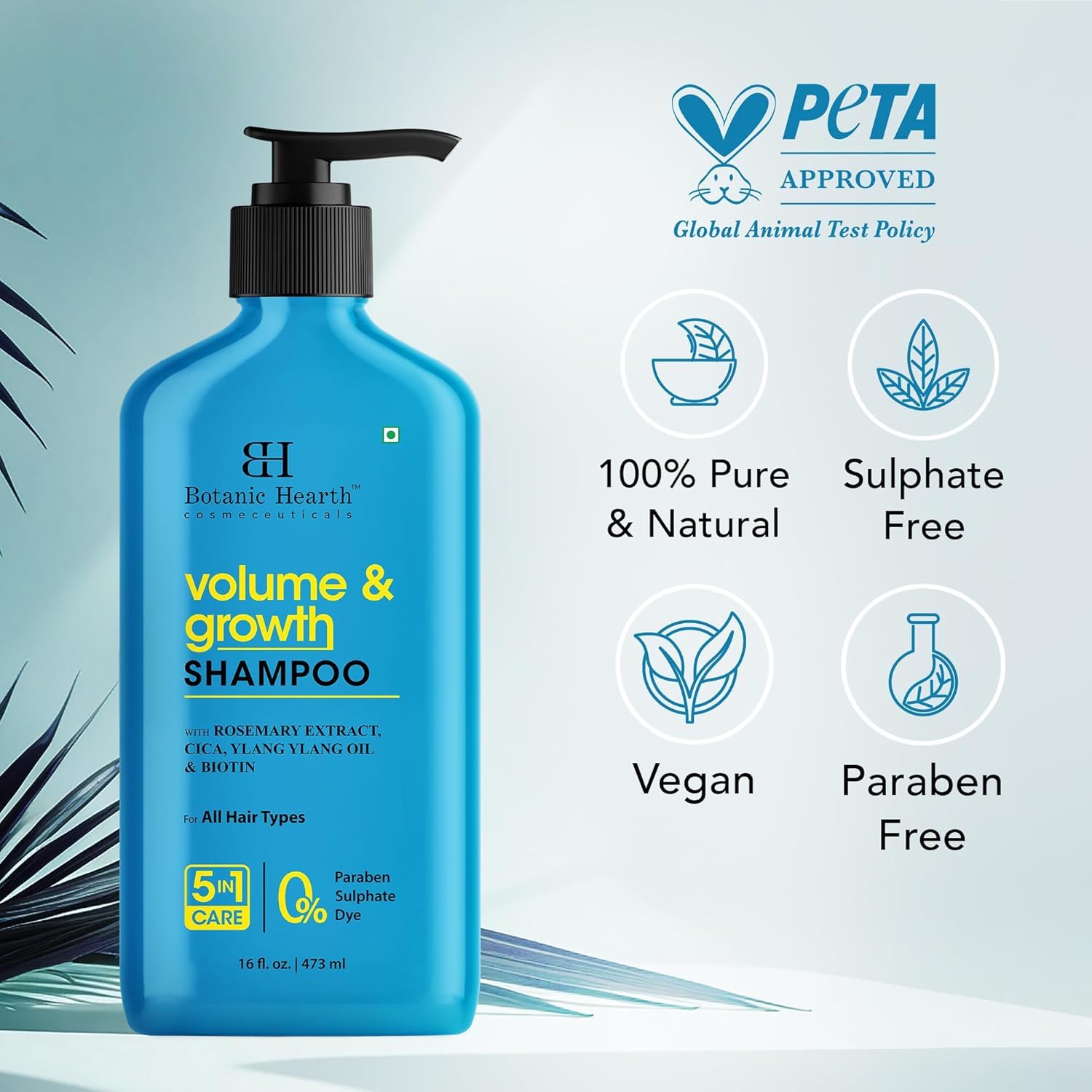 Botanic Hearth Rosemary Shampoo Infused With Cica, Ylang Ylang Oil & Biotin Oil – Clarifying Shampoo For Hair Volume, Growth & Strength | Paraben & Sulfate Free | For All Hair Types, 16 Fl Oz