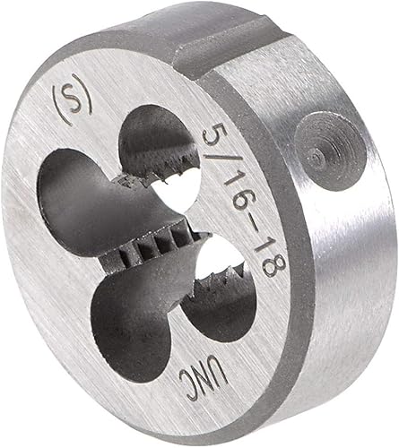 Miniatura 4 de uxcell 516"-18 UNC Juego de dados y grifo, HSS Macho de rosca de máquina con troquel de rosca redondo, mano derecha