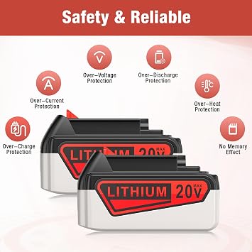 FirstPower Upgraded 2Packs 6.0Ah Replacement Battery for Black and Decker 20V Lithium Battery Compatible for Black Decker 20V Battery LBXR20 LBX20 LB20 LB2X4020-OPE LBXR20B-2 LST300 LST220