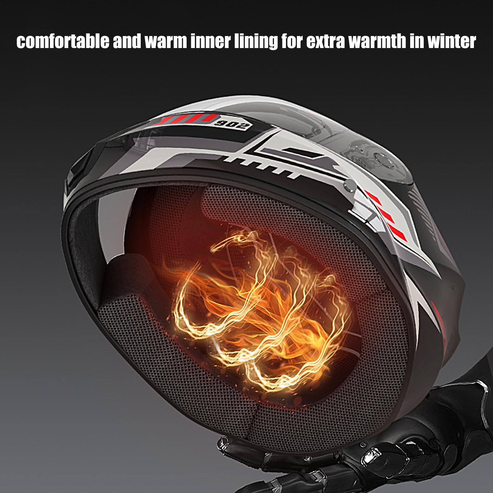 Kask Motocyklowy Wizjer Motocrossowy | Pełnotwarzowe Kaski Motocyklowe Dla Dorosłych Z Wyjmowaną Chustą Dla Jazdy Na Motocyklu Skuterze Nartach Snowboardzie I