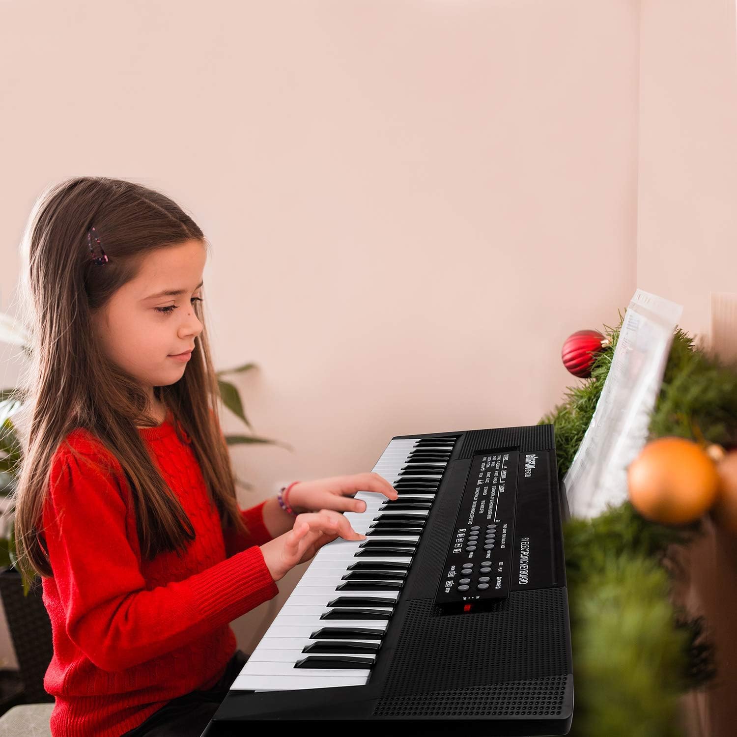 Pianino z 61 klawiszami dla dzieci, klawiatura muzyczna z mikrofonem, przenośne elektroniczne pianino edukacyjne, prezent dla początkujących chłopców i dziewcząt w wieku 3-12 lat, wbudowane głośniki i