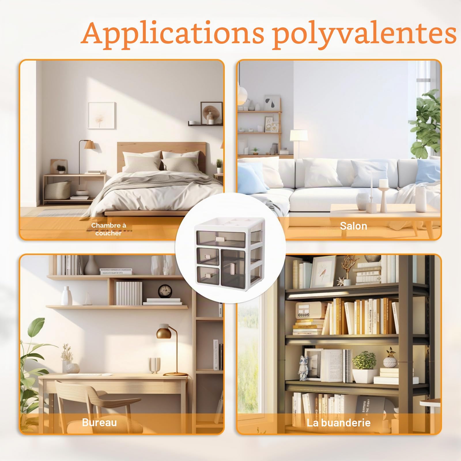 Boîte à Pharmacie 4 Tiroirs Transparents,avec Système de Tri | Rangement Médicaments Portable,Organiseur pour Vitamines, Cosmétiques, Bijoux, Maison Bureau