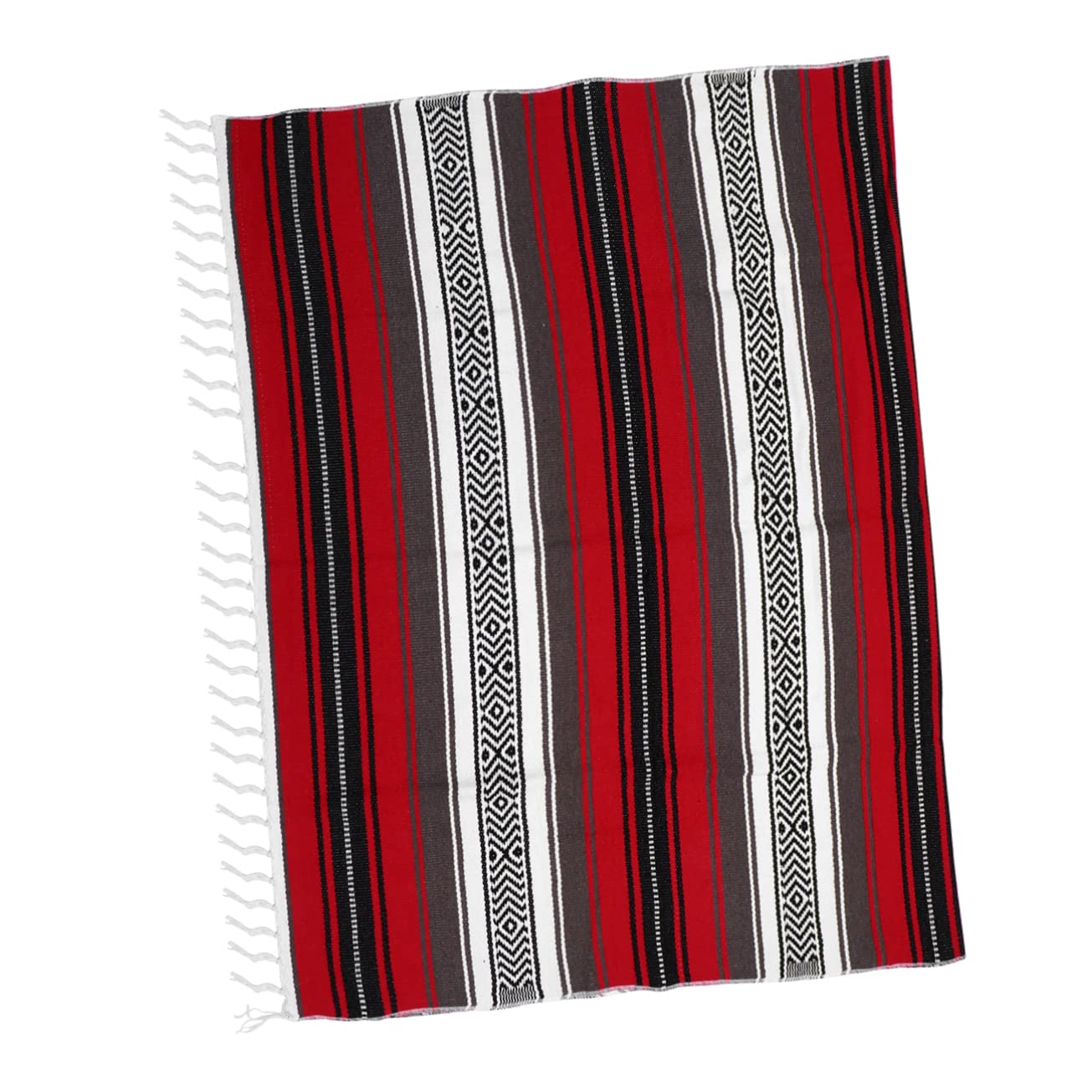 Couverture mexicaine tissée rouge en coton mélangé pour canapé salon et yoga