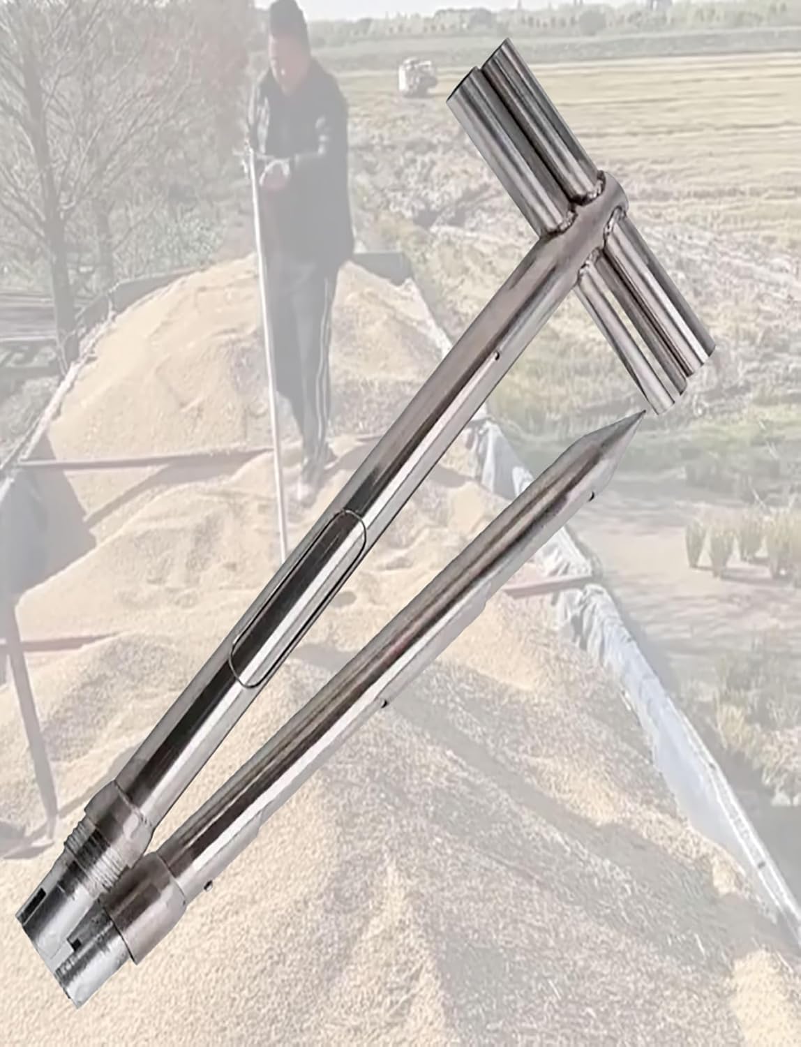 Sonde de grain pliable en acier inoxydable avec poignée ergonomique pour prélèvement fluide
