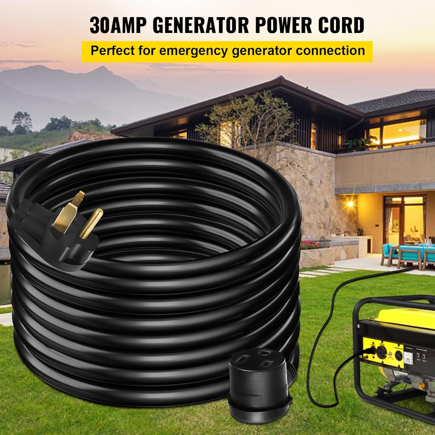 VEVOR 30 Amp 50 FT Welder Extension Cord NEMA 6-50 Plug, 10/3 AWG 3 Prong 250 V Heavy Duty Outdoor Welder Power Cord for Welding Machines