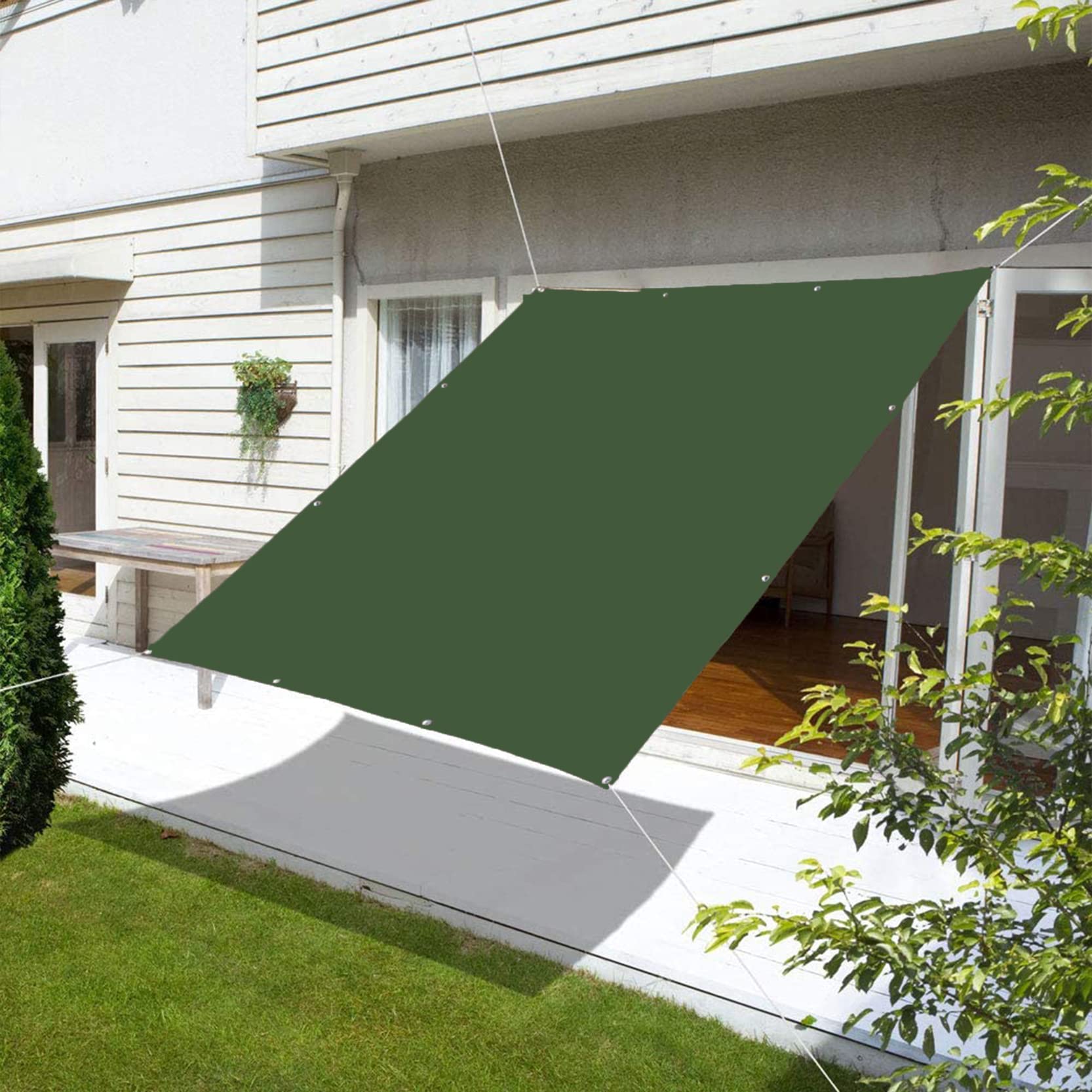 Zonneschermzeil, waterdicht, rechthoek, 95% UV-bescherming, tuinzonnescherm, luifel met touw voor terras, buiten, feest en pergola Zonneschermzeil, waterdicht, rechthoek, 95% UV-bescherming, tuinzonnescherm, luifel met touw voor terras, buiten, feest en pergola