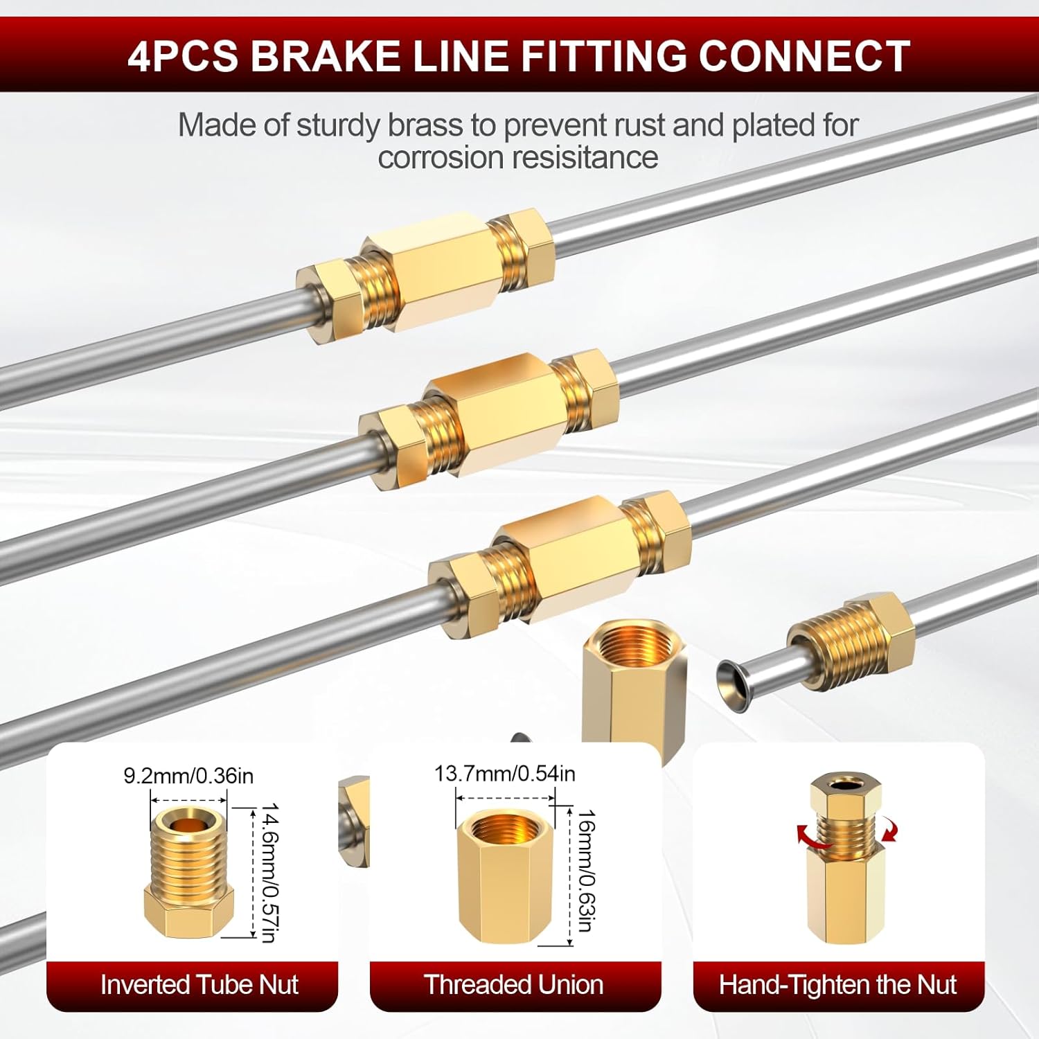 Luney 26 PCS 3/16" Brake Line Kit Include 25FT Zinc-Plated Brake Lines with 16 Fittings, 2 Unions, 4 Nuts, Brake Line Bender, Single Flaring Tool & Cutter, Copper Coated Brake Line Repair Kit